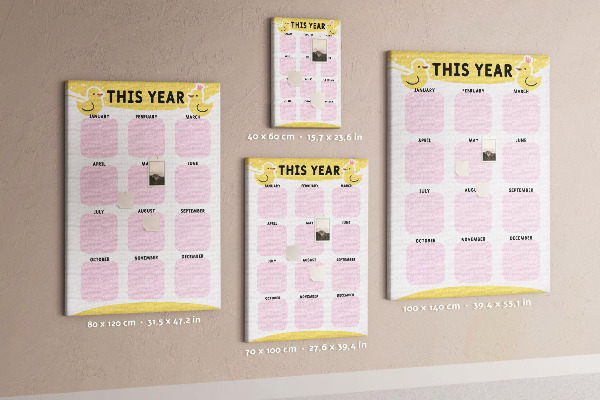 Cork notice board A cheerful calendar with a bird motif