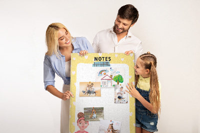 Pin board Notebook with hearts and a cup