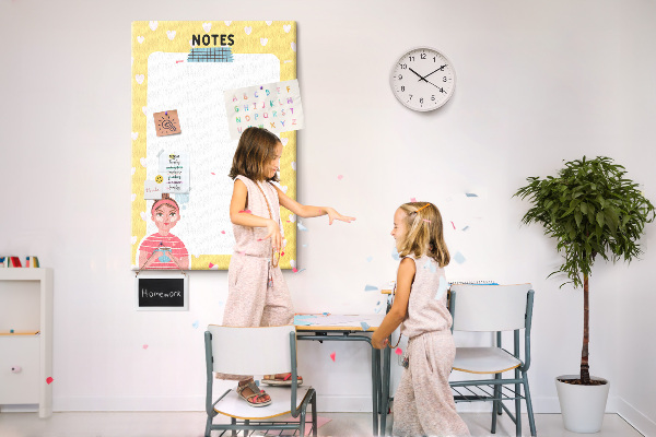 Pin board Notebook with hearts and a cup