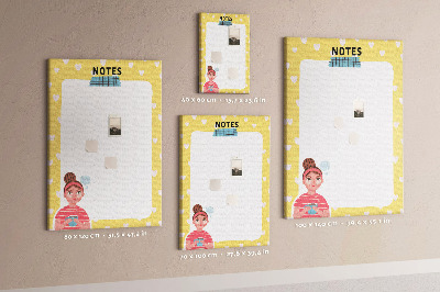 Pin board Notebook with hearts and a cup