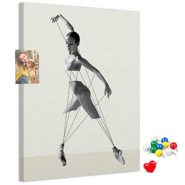 Wall cork memo board Dancing in a network of invisible threads