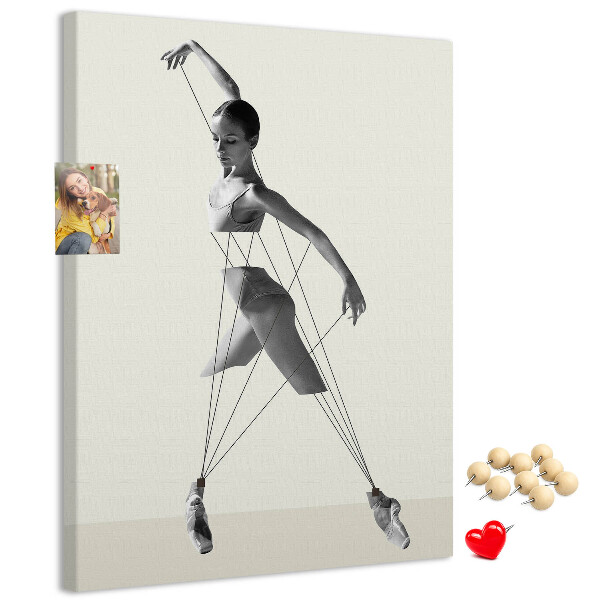 Wall cork memo board Dancing in a network of invisible threads
