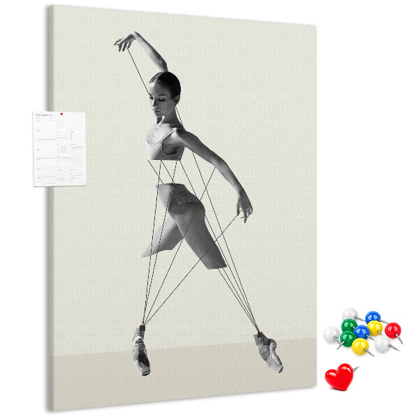 Wall cork memo board Dancing in a network of invisible threads