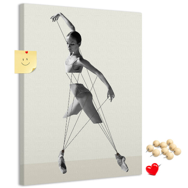 Wall cork memo board Dancing in a network of invisible threads