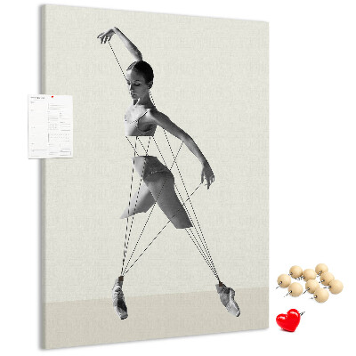 Wall cork memo board Dancing in a network of invisible threads