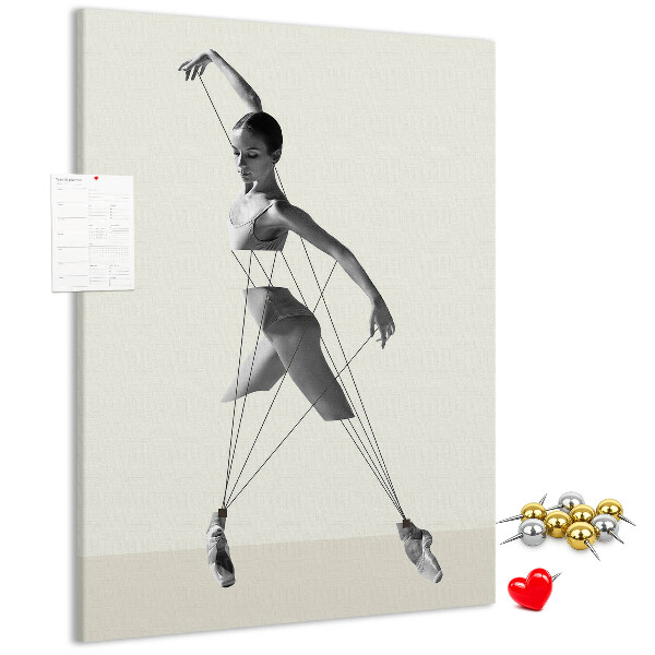 Wall cork memo board Dancing in a network of invisible threads