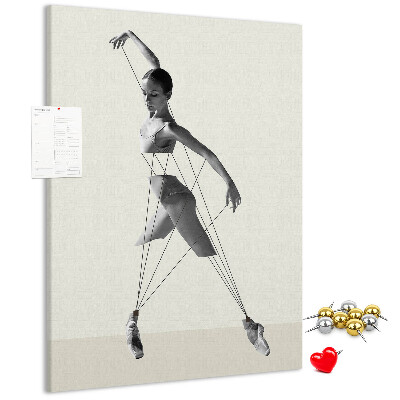 Wall cork memo board Dancing in a network of invisible threads