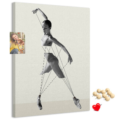 Wall cork memo board Dancing in a network of invisible threads