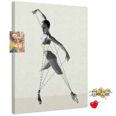 Wall cork memo board Dancing in a network of invisible threads