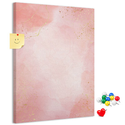 Memo cork board A delicate pink background with gold accents