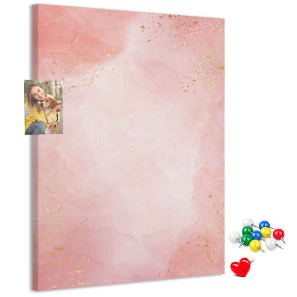 Memo cork board A delicate pink background with gold accents