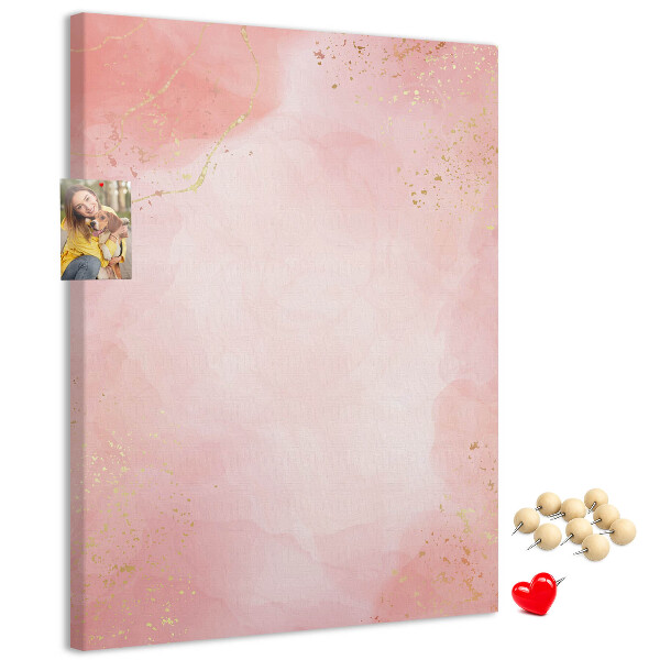 Memo cork board A delicate pink background with gold accents