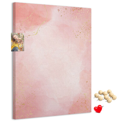 Memo cork board A delicate pink background with gold accents