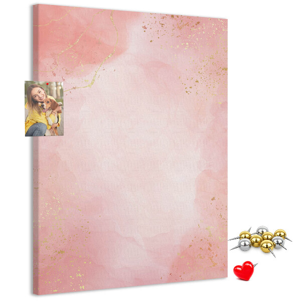 Memo cork board A delicate pink background with gold accents