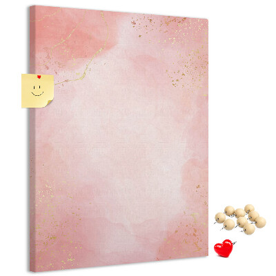 Memo cork board A delicate pink background with gold accents