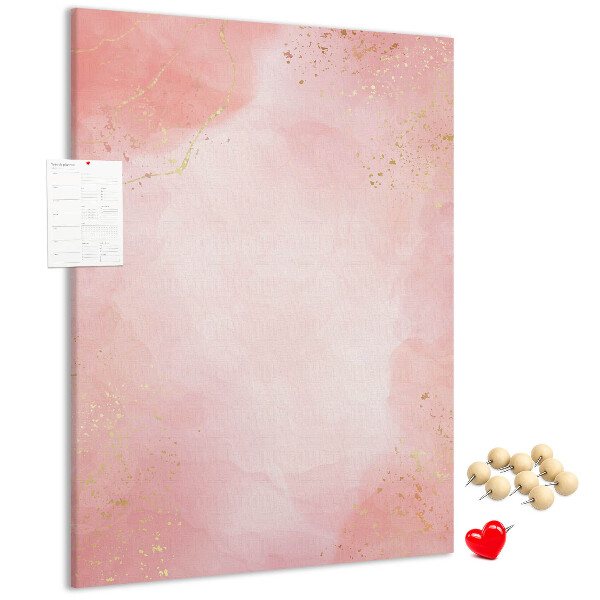Memo cork board A delicate pink background with gold accents