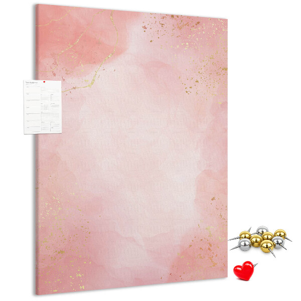 Memo cork board A delicate pink background with gold accents