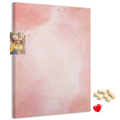 Memo cork board A delicate pink background with gold accents
