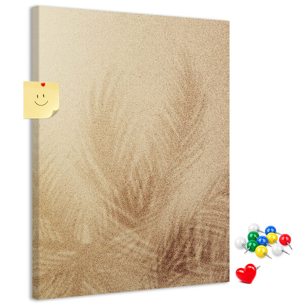Wall cork memo board Delicate leaf pattern in the sand
