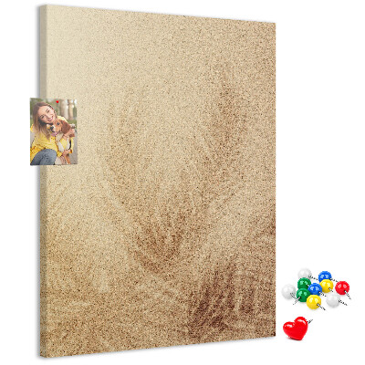 Wall cork memo board Delicate leaf pattern in the sand