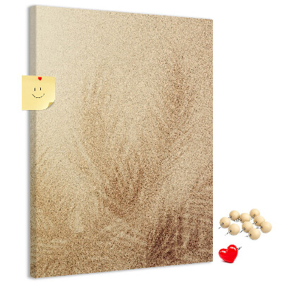 Wall cork memo board Delicate leaf pattern in the sand