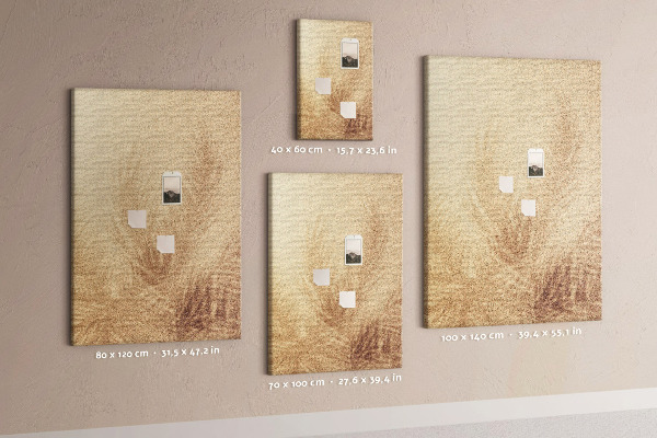 Wall cork memo board Delicate leaf pattern in the sand
