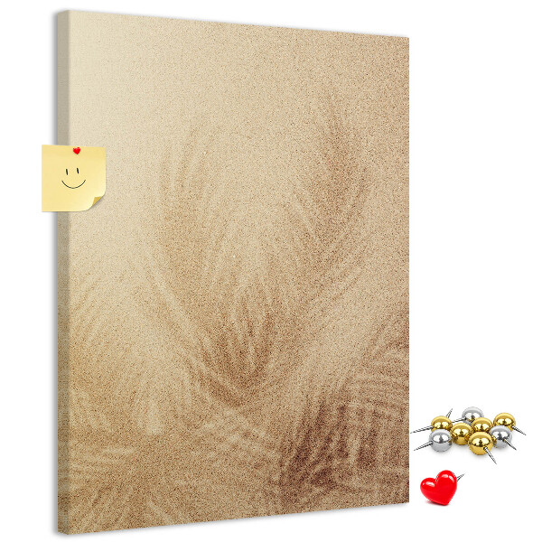 Wall cork memo board Delicate leaf pattern in the sand