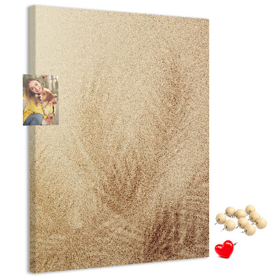 Wall cork memo board Delicate leaf pattern in the sand