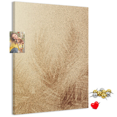 Wall cork memo board Delicate leaf pattern in the sand
