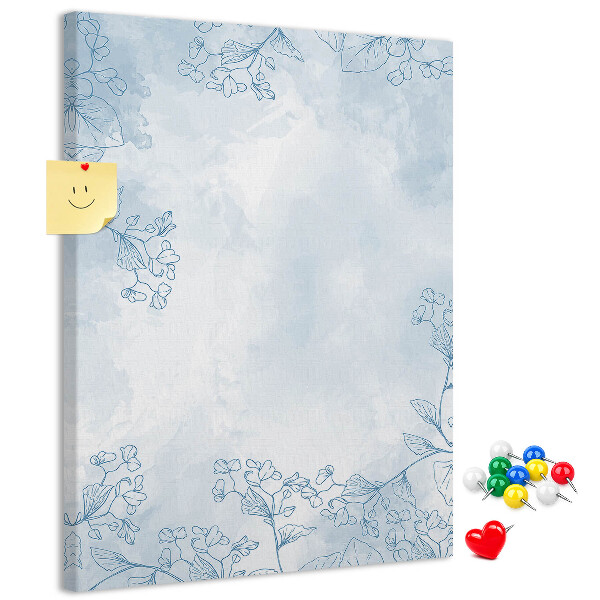 Pin board Delicate blue flowers on a watercolor background