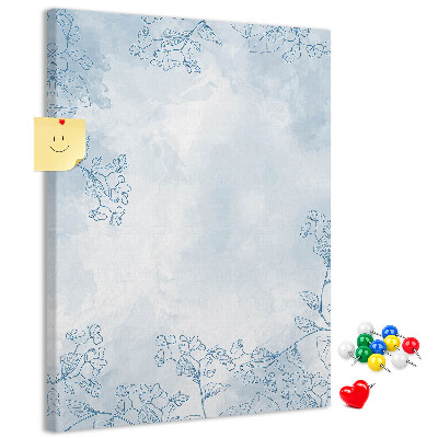 Pin board Delicate blue flowers on a watercolor background