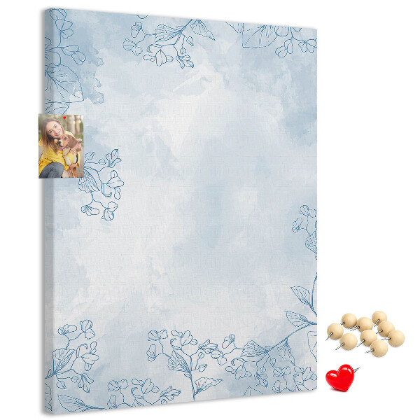 Pin board Delicate blue flowers on a watercolor background