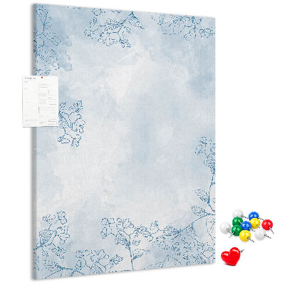 Pin board Delicate blue flowers on a watercolor background