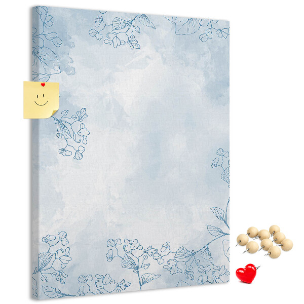 Pin board Delicate blue flowers on a watercolor background