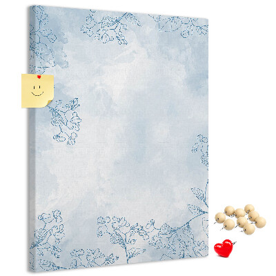 Pin board Delicate blue flowers on a watercolor background