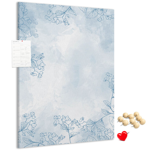 Pin board Delicate blue flowers on a watercolor background