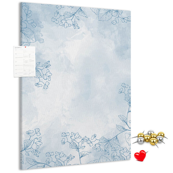 Pin board Delicate blue flowers on a watercolor background