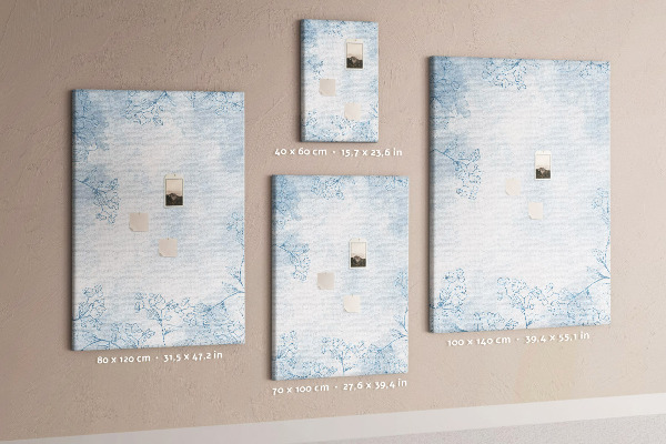 Pin board Delicate blue flowers on a watercolor background
