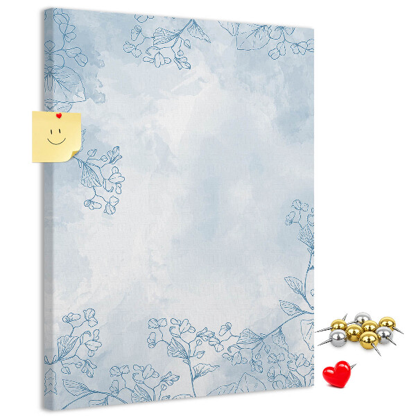 Pin board Delicate blue flowers on a watercolor background