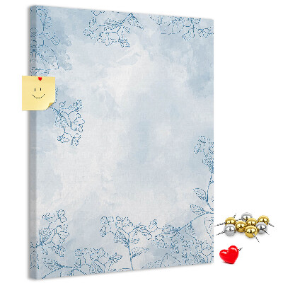 Pin board Delicate blue flowers on a watercolor background