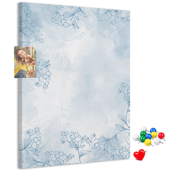 Pin board Delicate blue flowers on a watercolor background