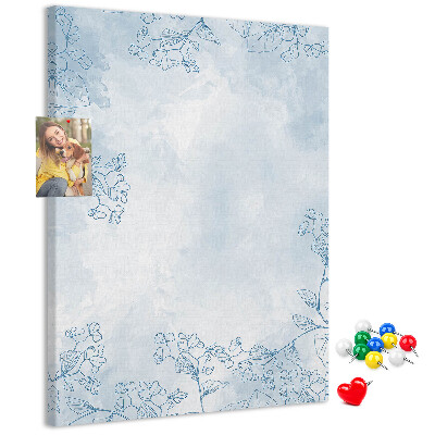 Pin board Delicate blue flowers on a watercolor background