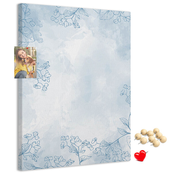 Pin board Delicate blue flowers on a watercolor background