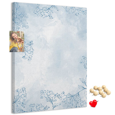 Pin board Delicate blue flowers on a watercolor background