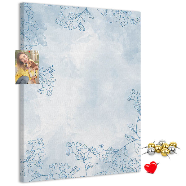 Pin board Delicate blue flowers on a watercolor background