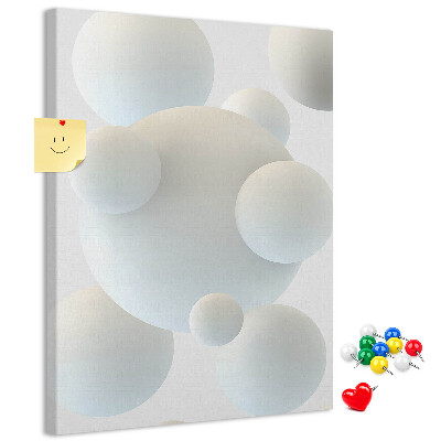 Wall cork memo board Abstract white balls on the background
