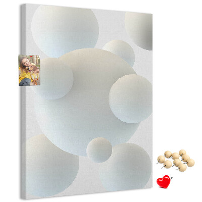 Wall cork memo board Abstract white balls on the background