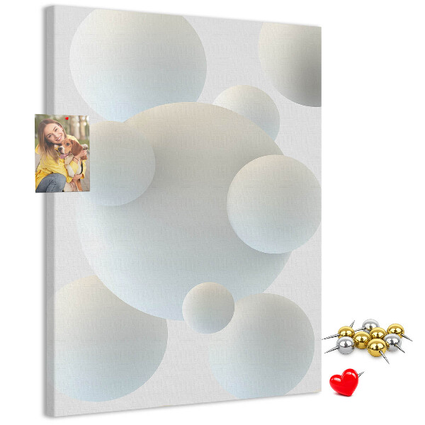 Wall cork memo board Abstract white balls on the background