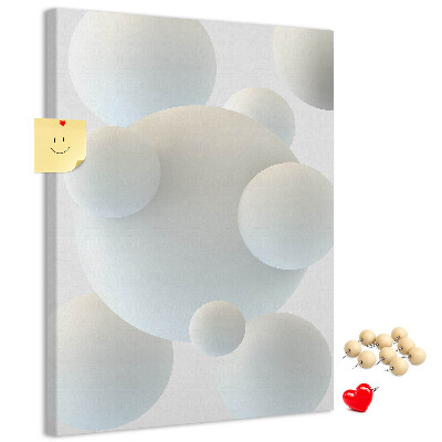 Wall cork memo board Abstract white balls on the background