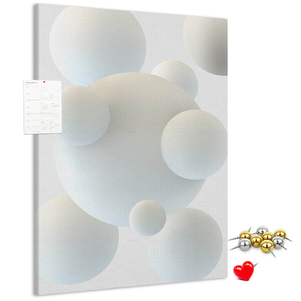 Wall cork memo board Abstract white balls on the background